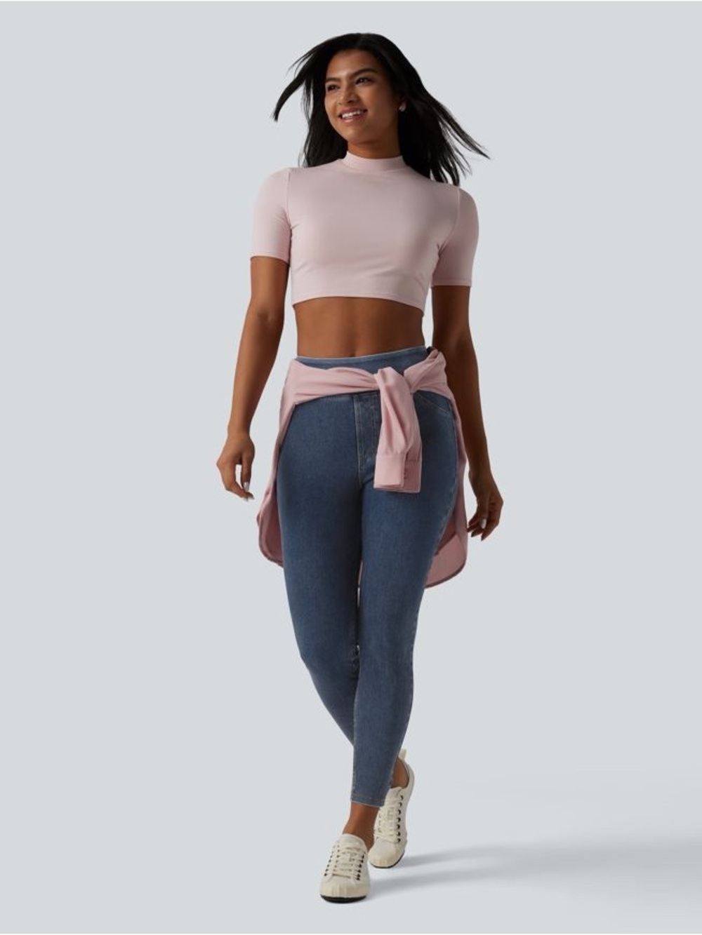 Halara Flex High Waisted Draped Lyocell Denim Casual 7/8 Leggings Sz Small NWT